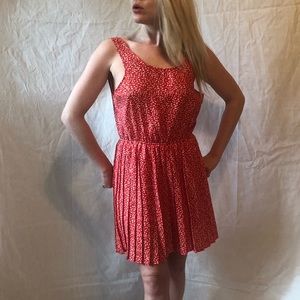 Red/White Polka Dot Pleated Dress